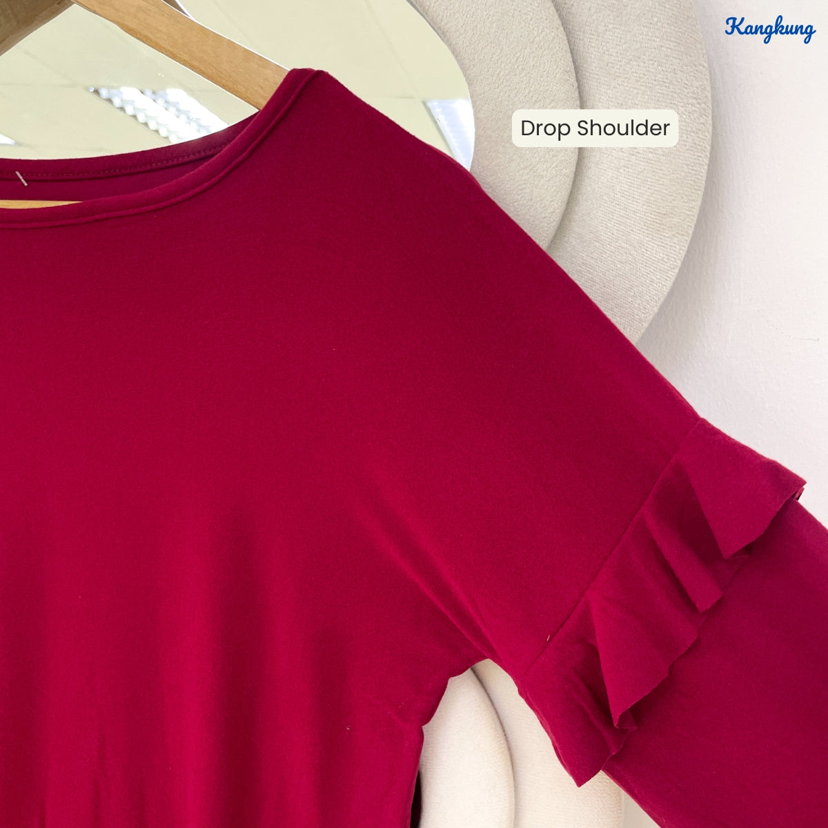 KANGKUNG PENNY LAYERED RUFFLE SLEEVE LONG TOP - Q037