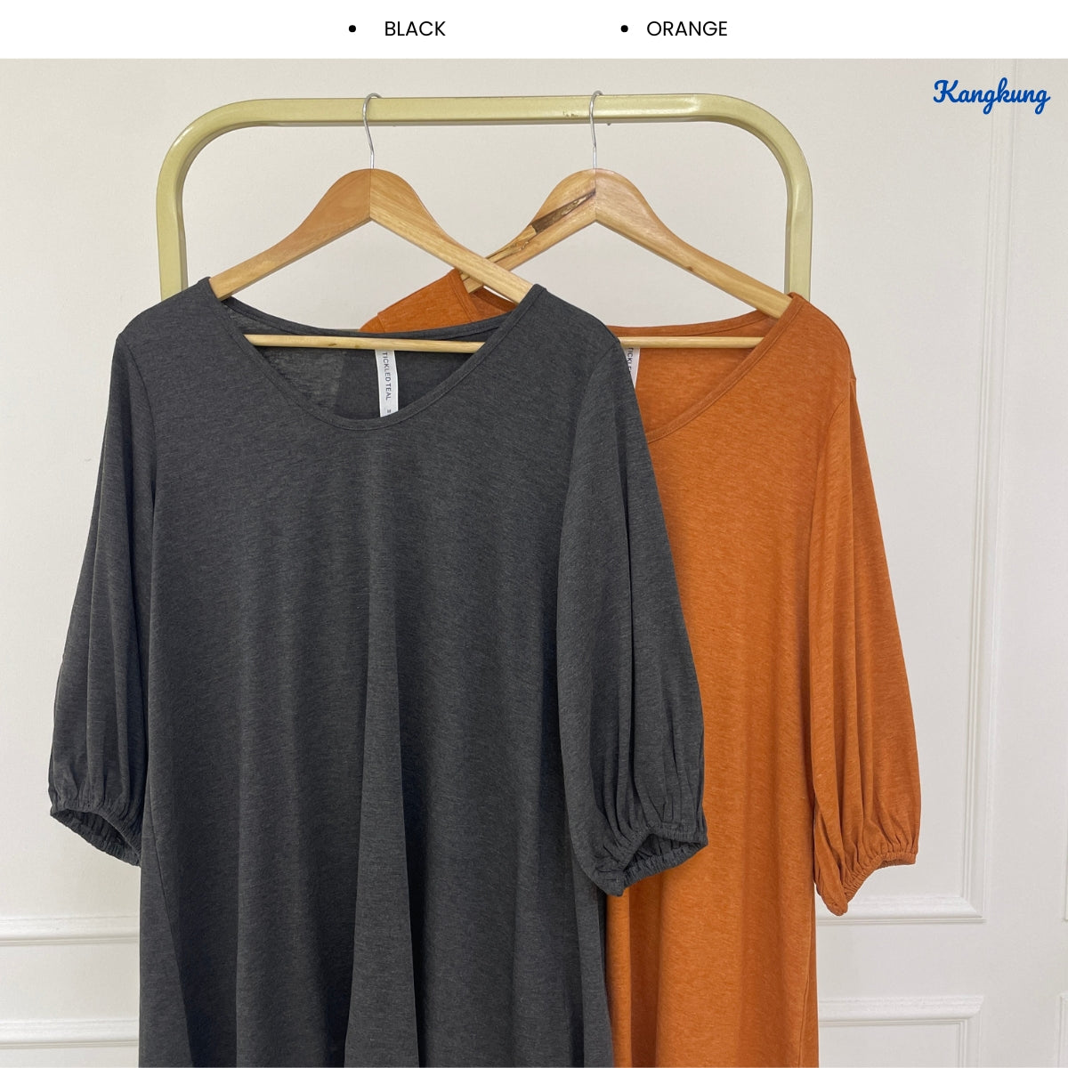 KANGKUNG AINIE RUCHED 3/4 SLEEVE LONG TOP - Q038