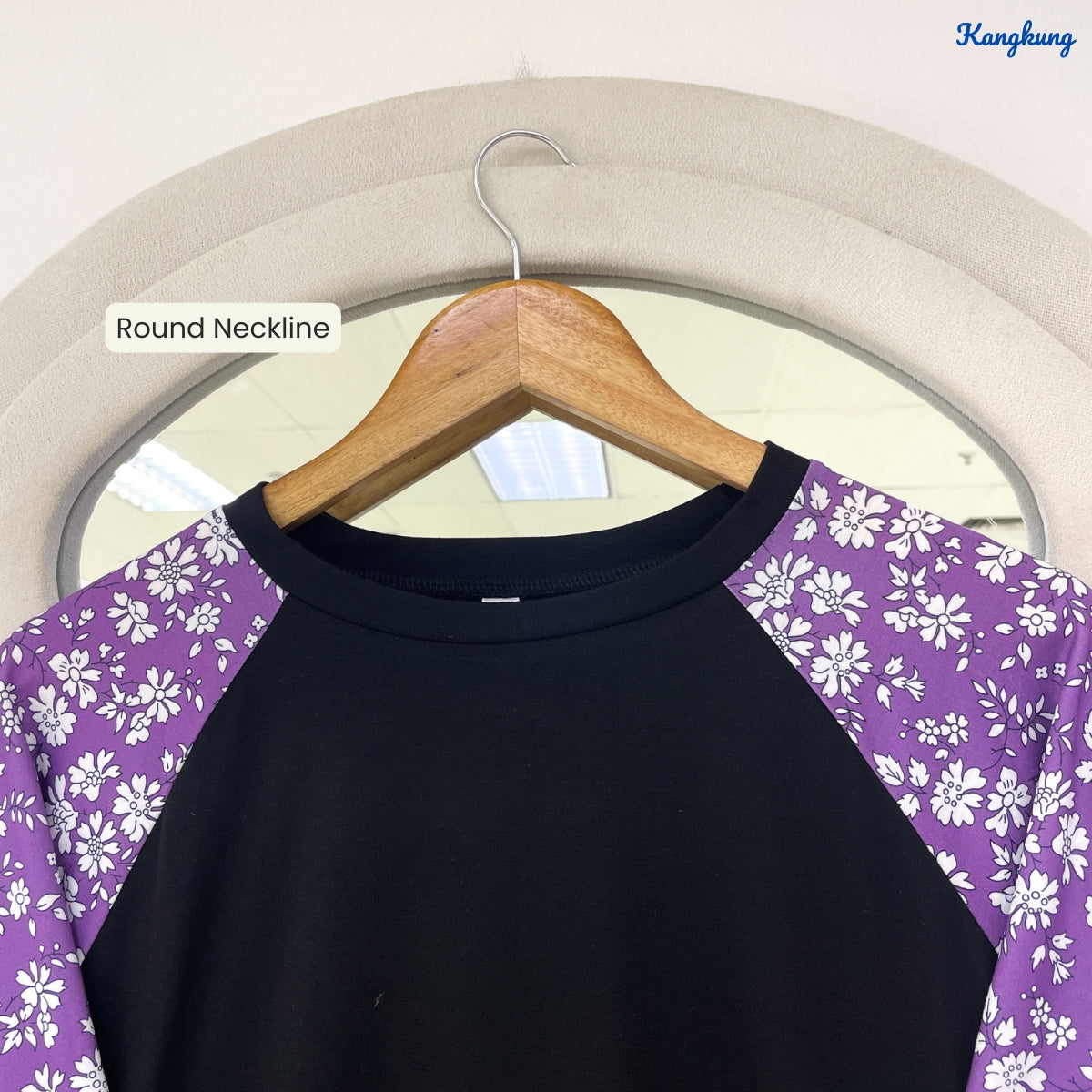 KANGKUNG LAURA FLORAL RAGLAN SLEEVE LONG TOP - Q039