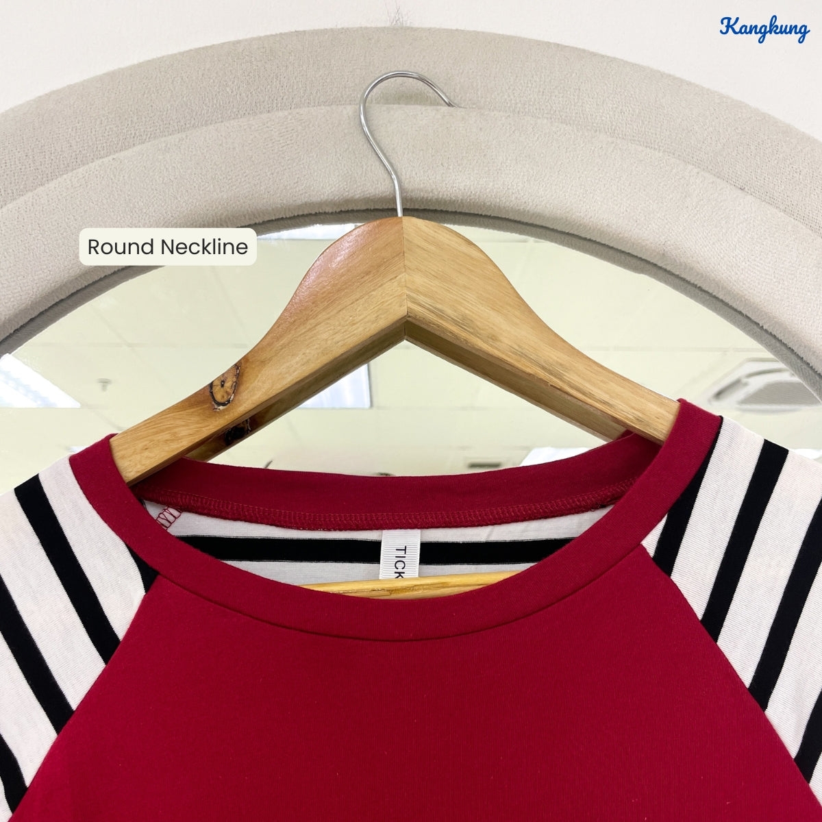 KANGKUNG LAUREL STRIPED PANEL POCKET TIE-FRONT LONG SLEEVE TOP - Q040