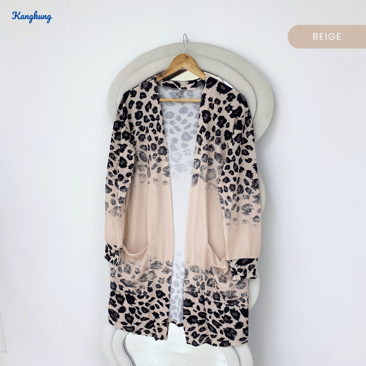 KANGKUNG MARLINI LEOPARD PRINT OPEN CARDIGAN-Q043