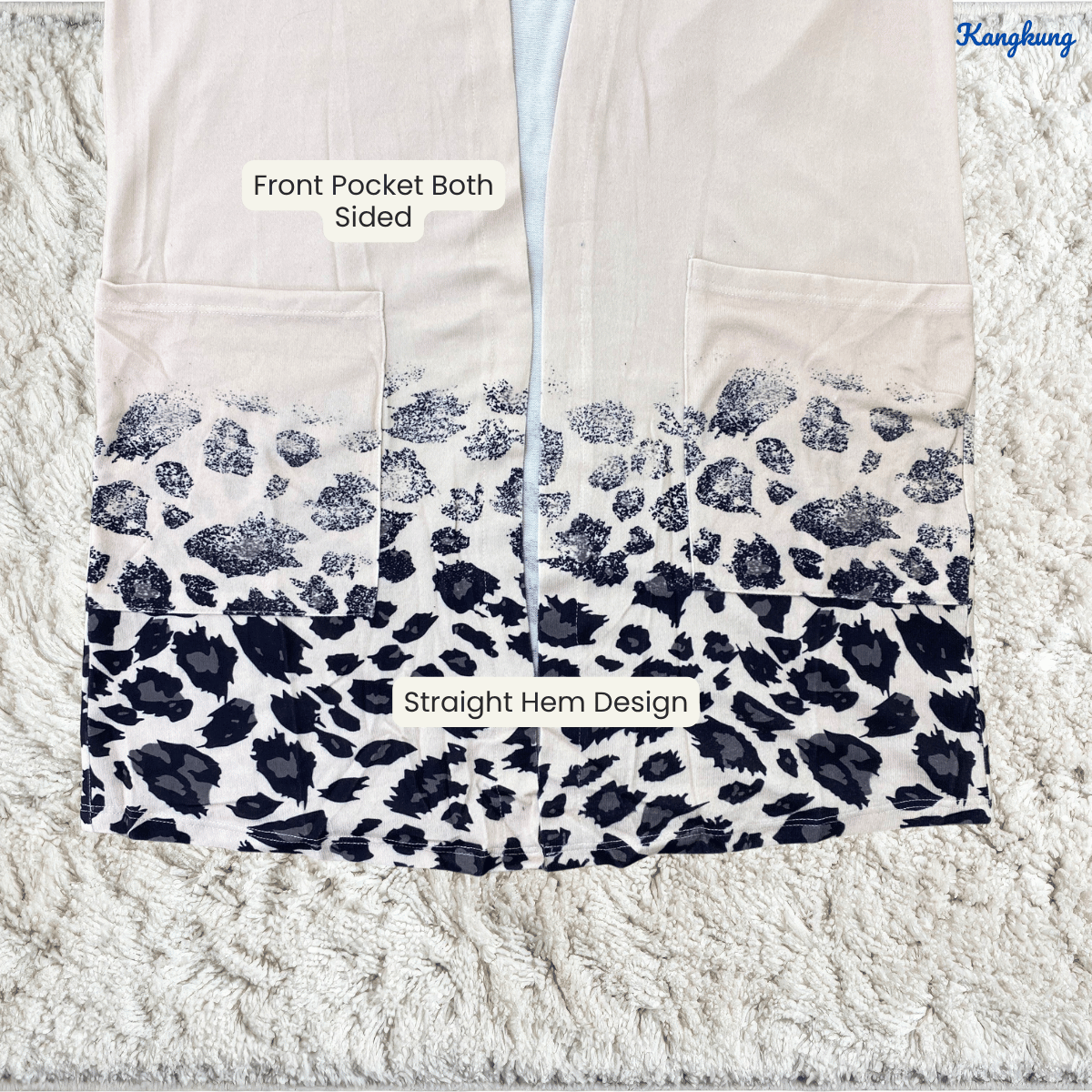 KANGKUNG MARLINI LEOPARD PRINT OPEN CARDIGAN-Q043