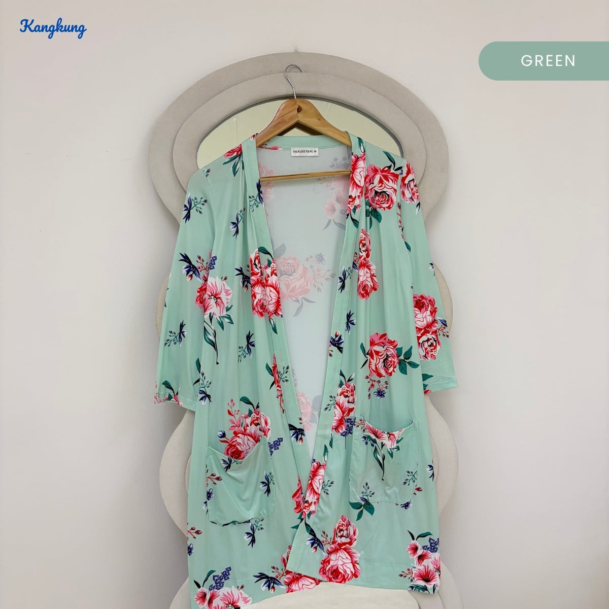 KANGKUNG AVELINA FLORAL PRINT OPEN-FRONT LONG CARDIGAN - Q045