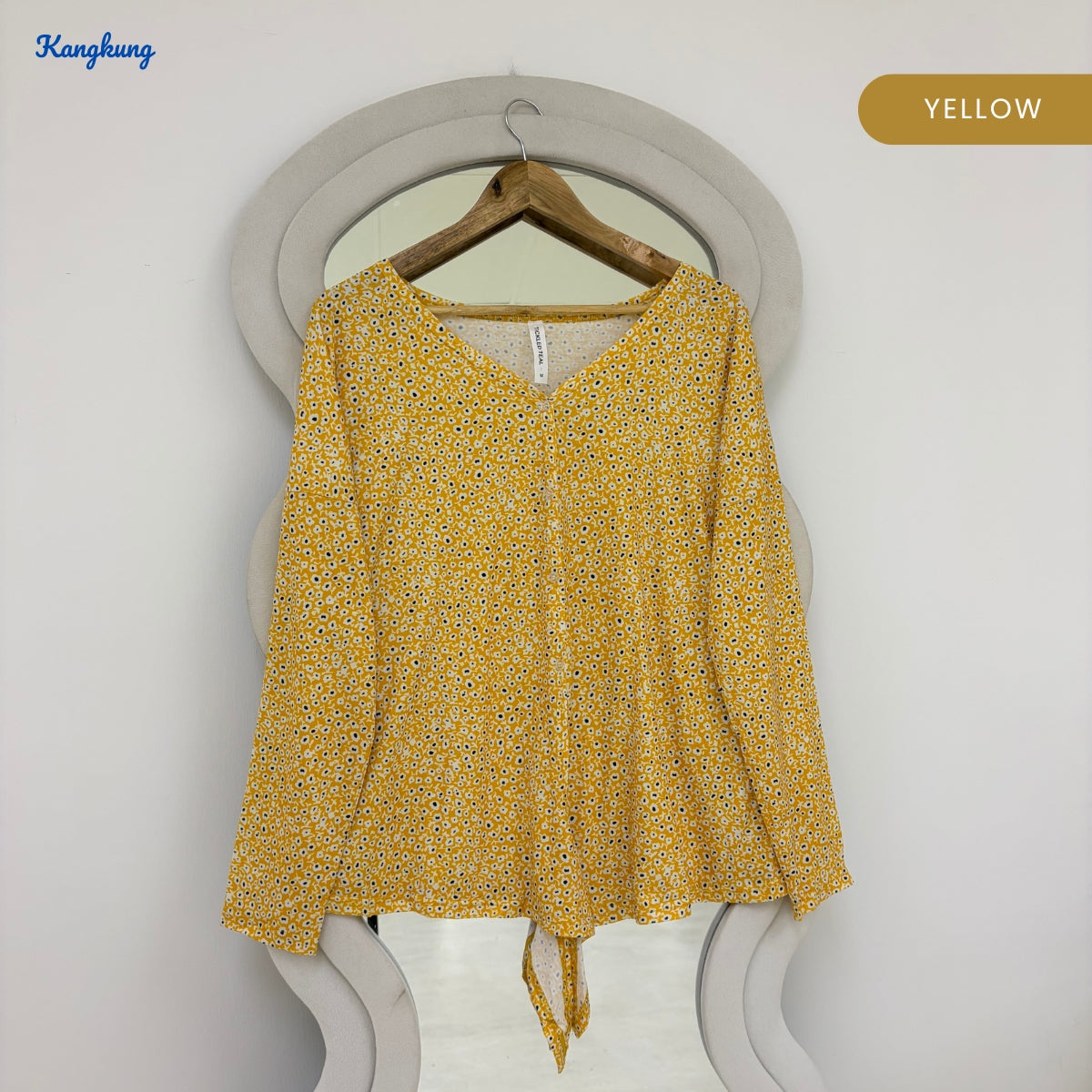 KANGKUNG ELOWEN LEOPARD PRINT TIE-FRONT LONG SLEEVE TOP - Q046