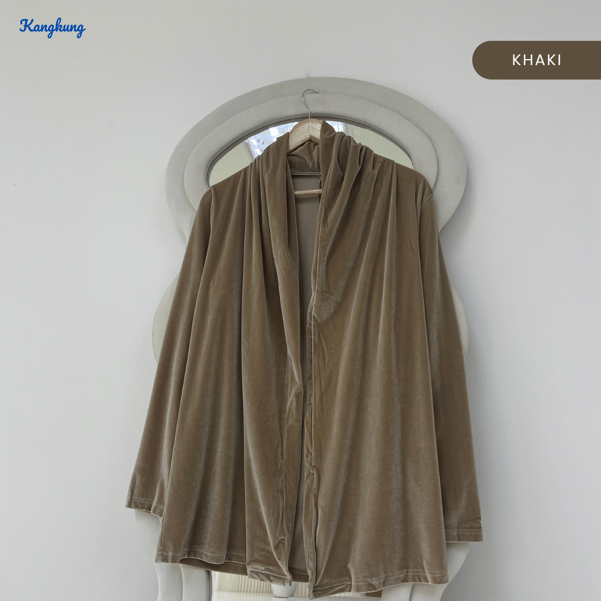 KANGKUNG SORAYA VELVET OPEN-FRONT LONG CARDIGAN - Q047(#065)