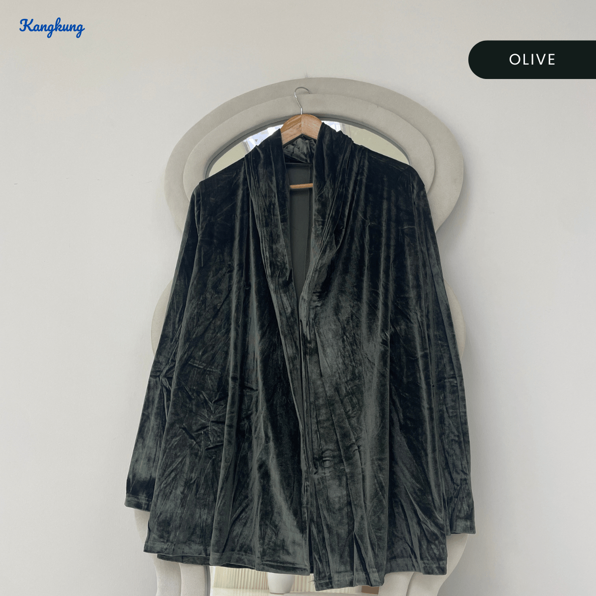 KANGKUNG SORAYA VELVET OPEN-FRONT LONG CARDIGAN - Q047(#065)