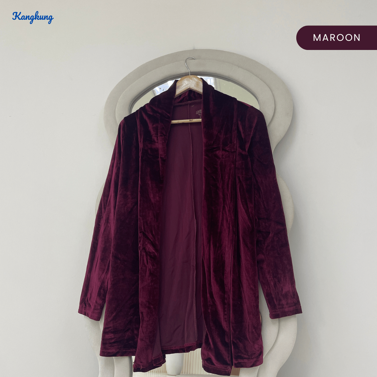 KANGKUNG SORAYA VELVET OPEN-FRONT LONG CARDIGAN - Q047(#065)