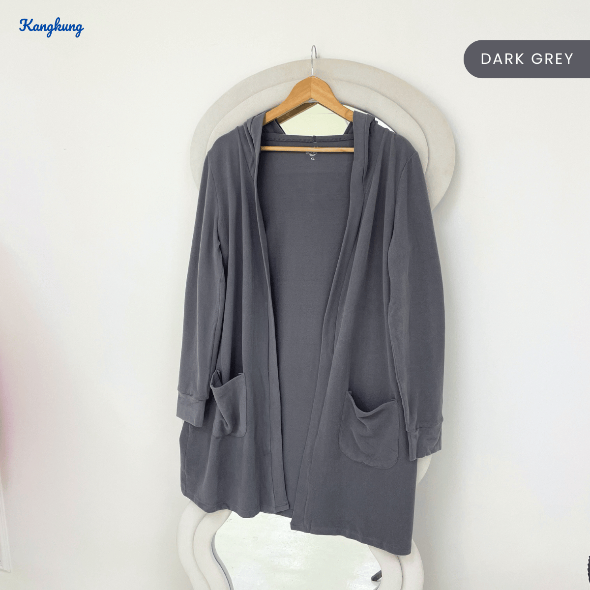 KANGKUNG ANNORA DRAPED POCKET LONG CARDIGAN - Q049