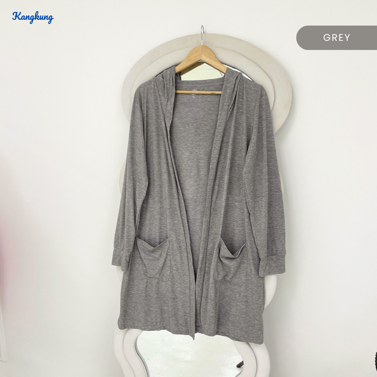 KANGKUNG ANNORA DRAPED POCKET LONG CARDIGAN - Q049