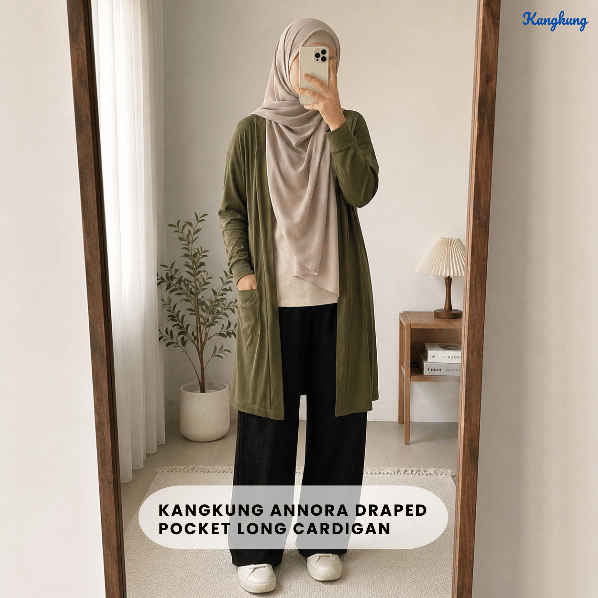 KANGKUNG ANNORA DRAPED POCKET LONG CARDIGAN - Q049