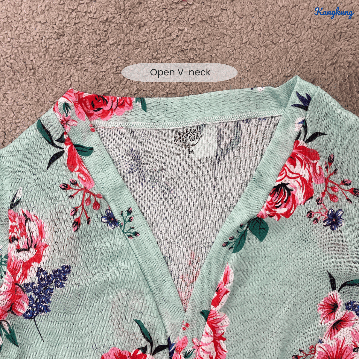 KANGKUNG CALISTA FLORAL PRINT OPEN-FRONT LONG CARDIGAN - Q051(#136)
