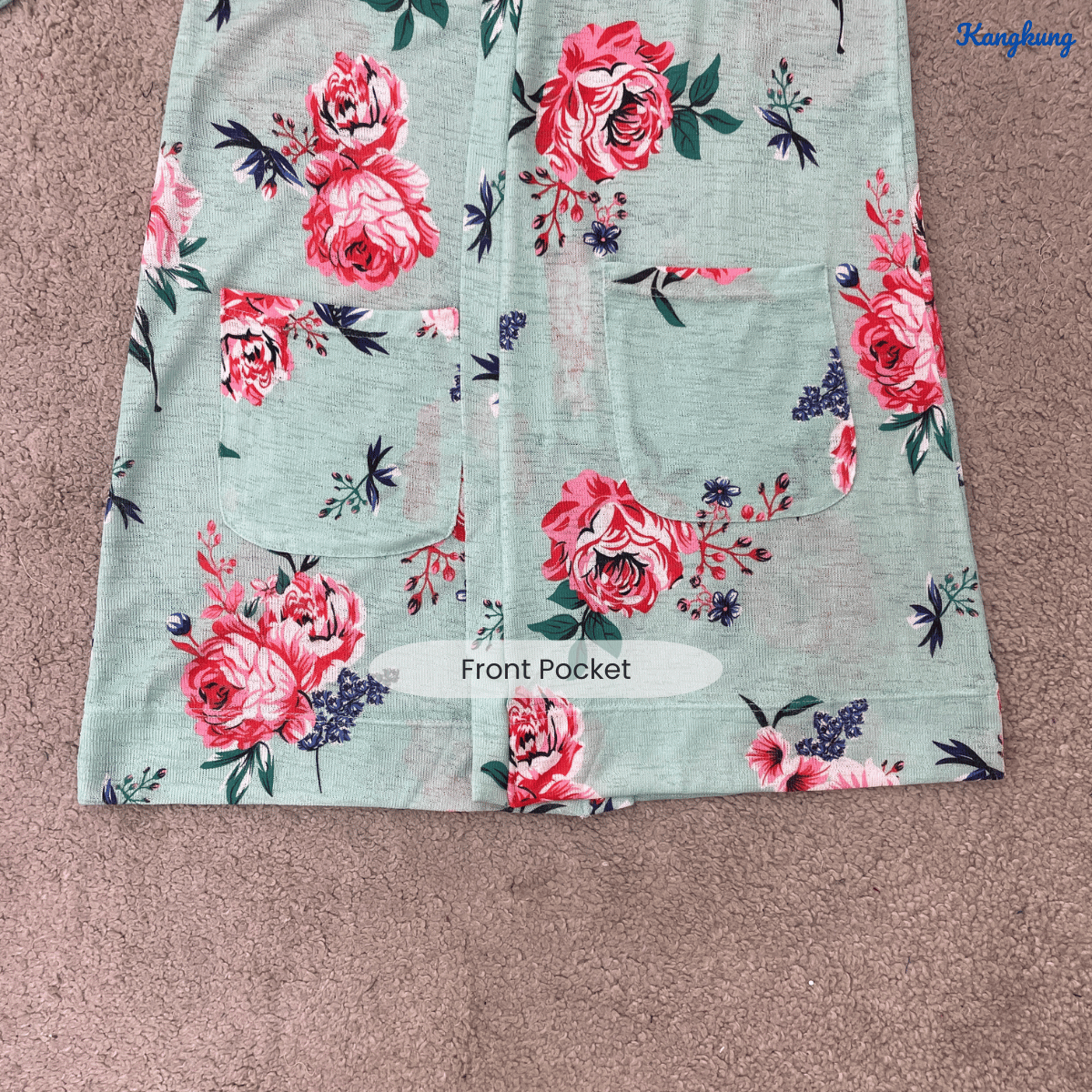 KANGKUNG CALISTA FLORAL PRINT OPEN-FRONT LONG CARDIGAN - Q051(#136)