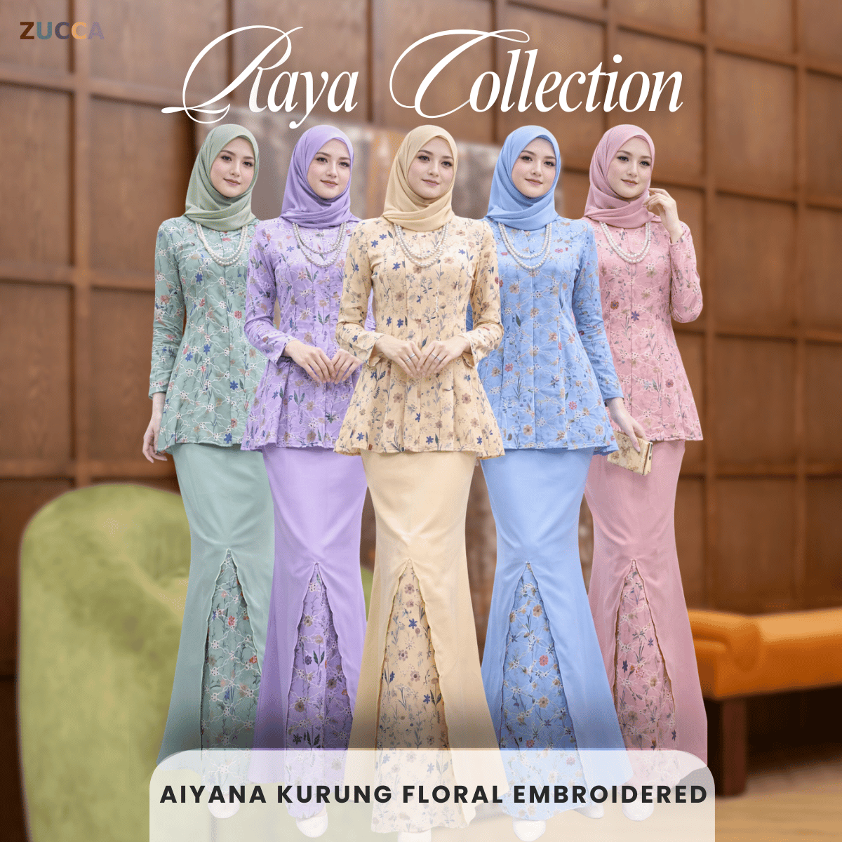 [JOM RAYA 2026] ZUCCA AIYANA KURUNG FLORAL EMBROIDERED - R015