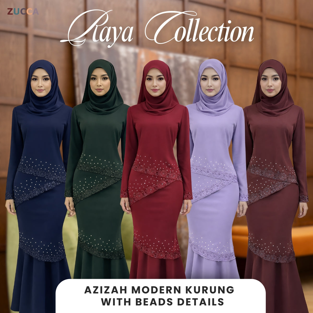 [JOM RAYA 2026] ZUCCA AZIZAH MODERN KURUNG WITH BEAD DETAILS - R016