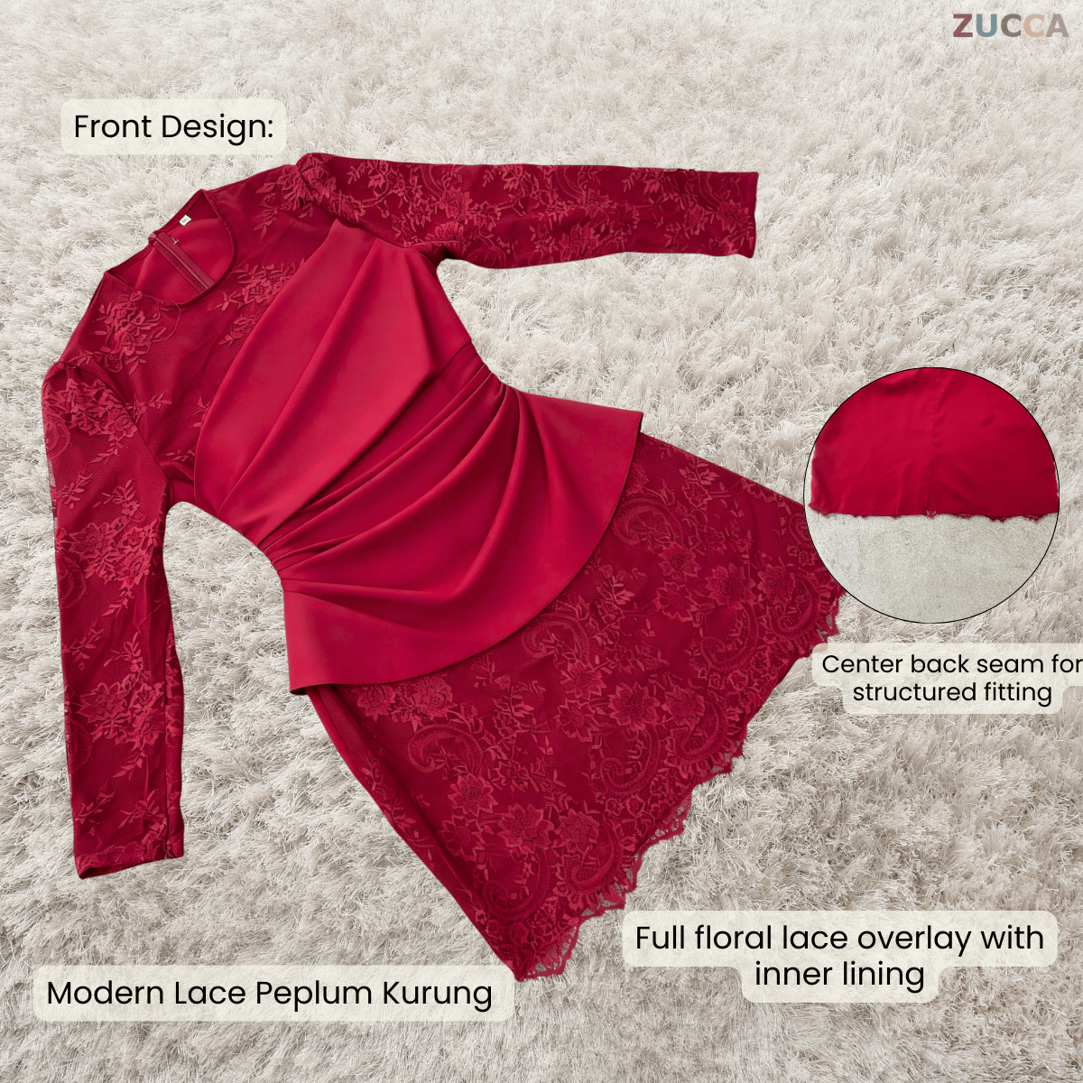 [JOM RAYA 2026] ZUCCA AMANI ELEGANT FLORAL LACE MODERN KURUNG-R017