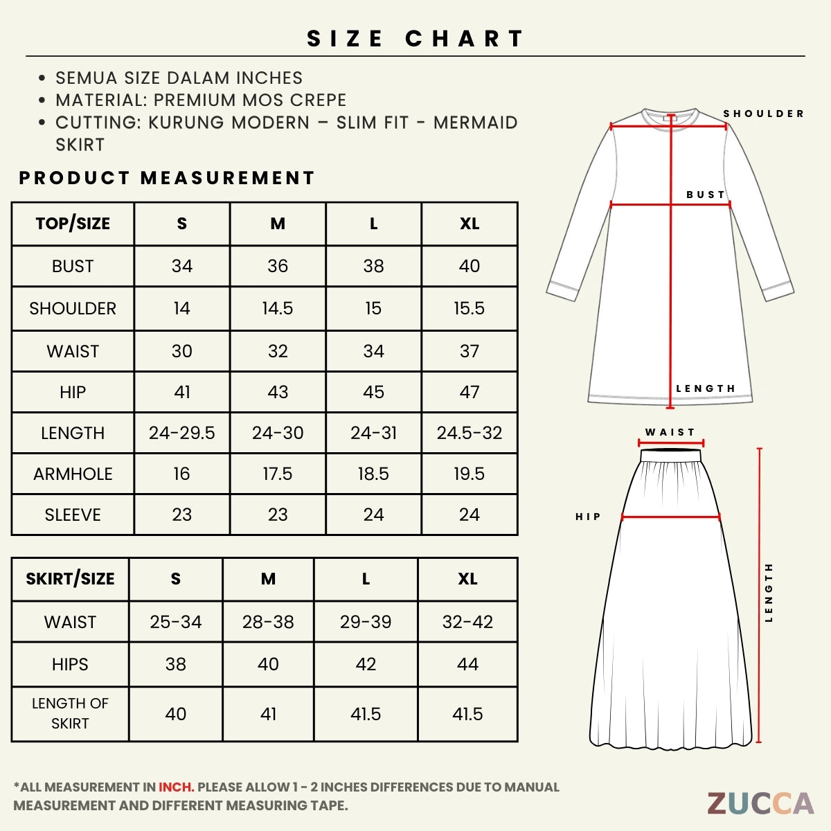 [JOM RAYA 2026] ZUCCA IZZAH KURUNG MODERN WITH LINING AND EMBROIDERED - R019