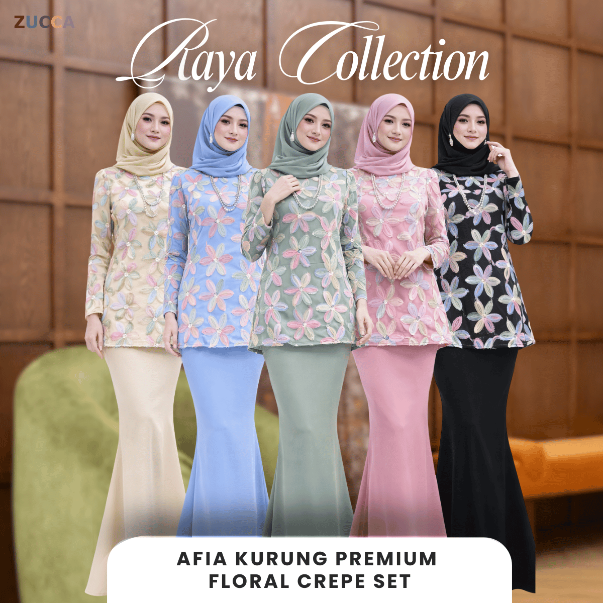 [JOM RAYA 2026] ZUCCA AFIA KURUNG PREMIUM  FLORAL CREPE SET - R019