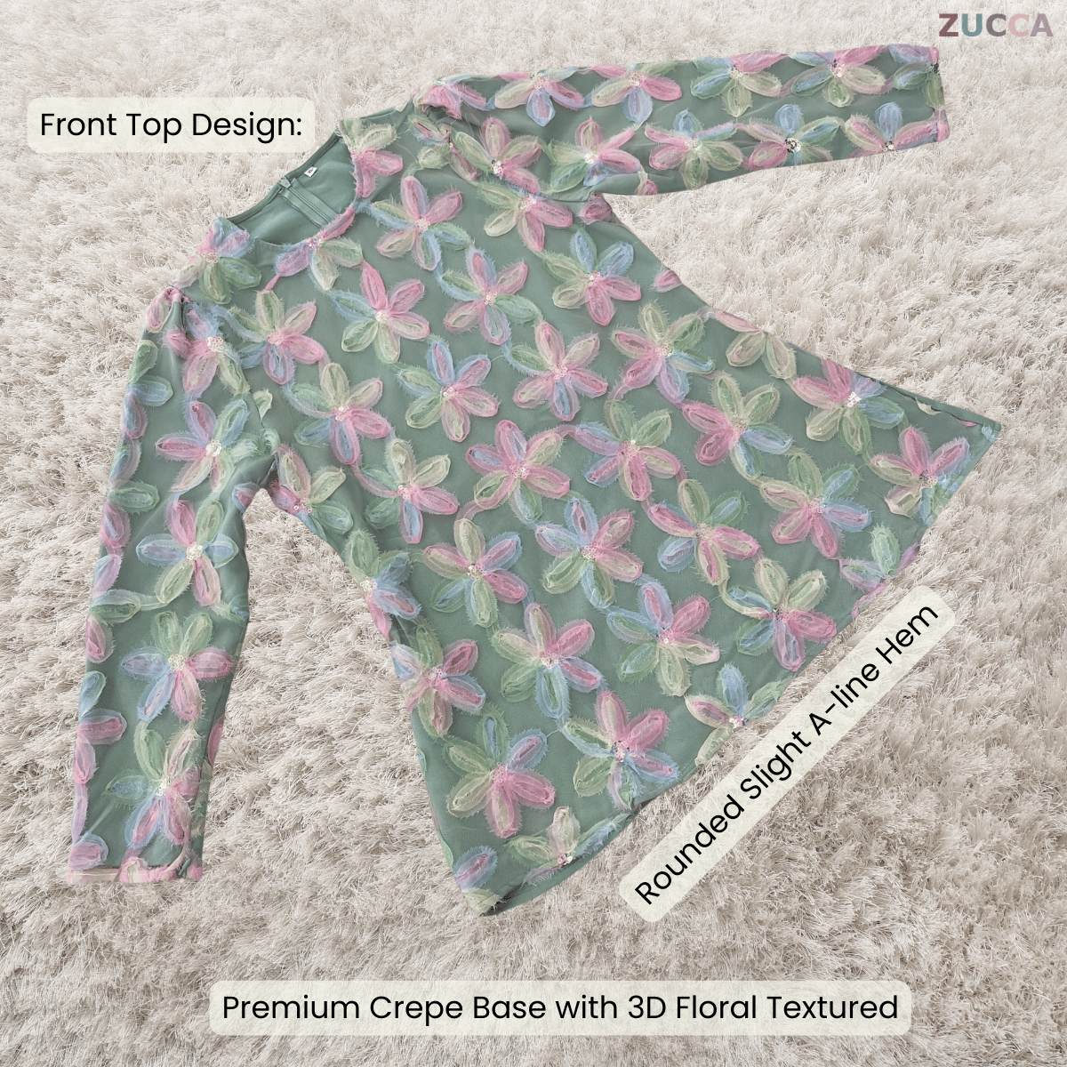 [JOM RAYA 2026] ZUCCA AFIA KURUNG PREMIUM  FLORAL CREPE SET - R019