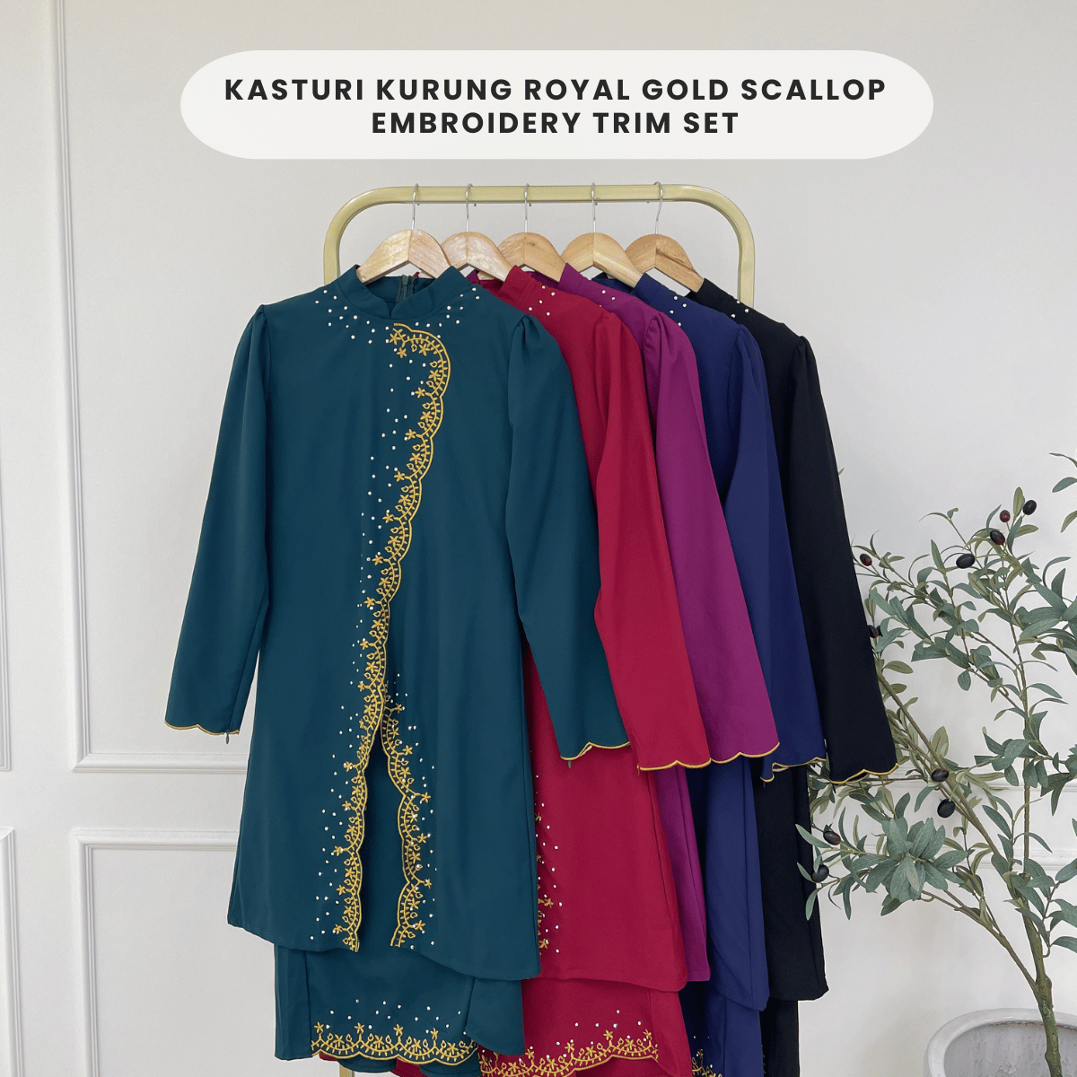 [JOM RAYA 2026] ZUCCA KASTURI KURUNG ROYAL GOLD SCALLOP EMBROIDERY TRIM SET - R021