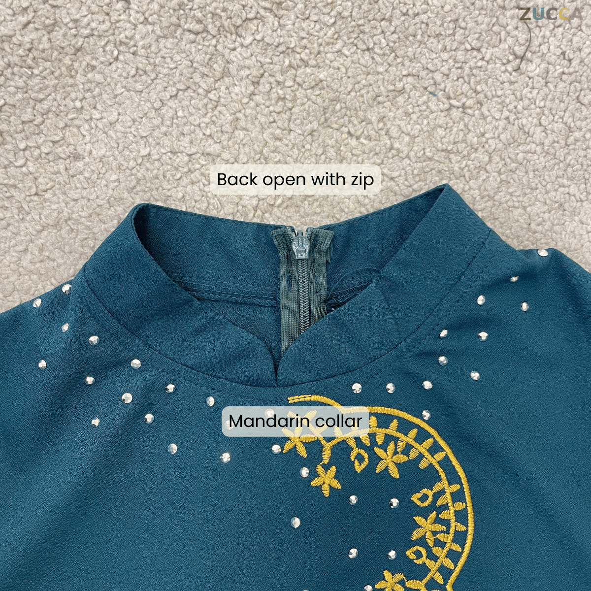 [JOM RAYA 2026] ZUCCA KASTURI KURUNG ROYAL GOLD SCALLOP EMBROIDERY TRIM SET - R021