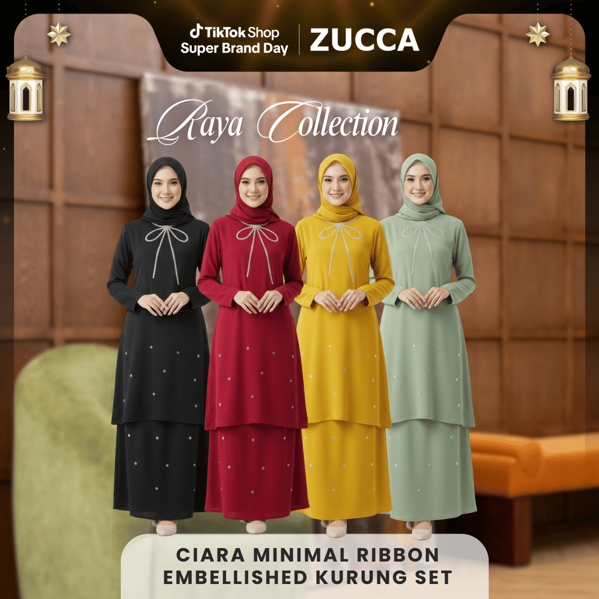 [JOM RAYA 2026] ZUCCA CIARA MINIMAL RIBBON EMBELLISHED KURUNG SET-R022