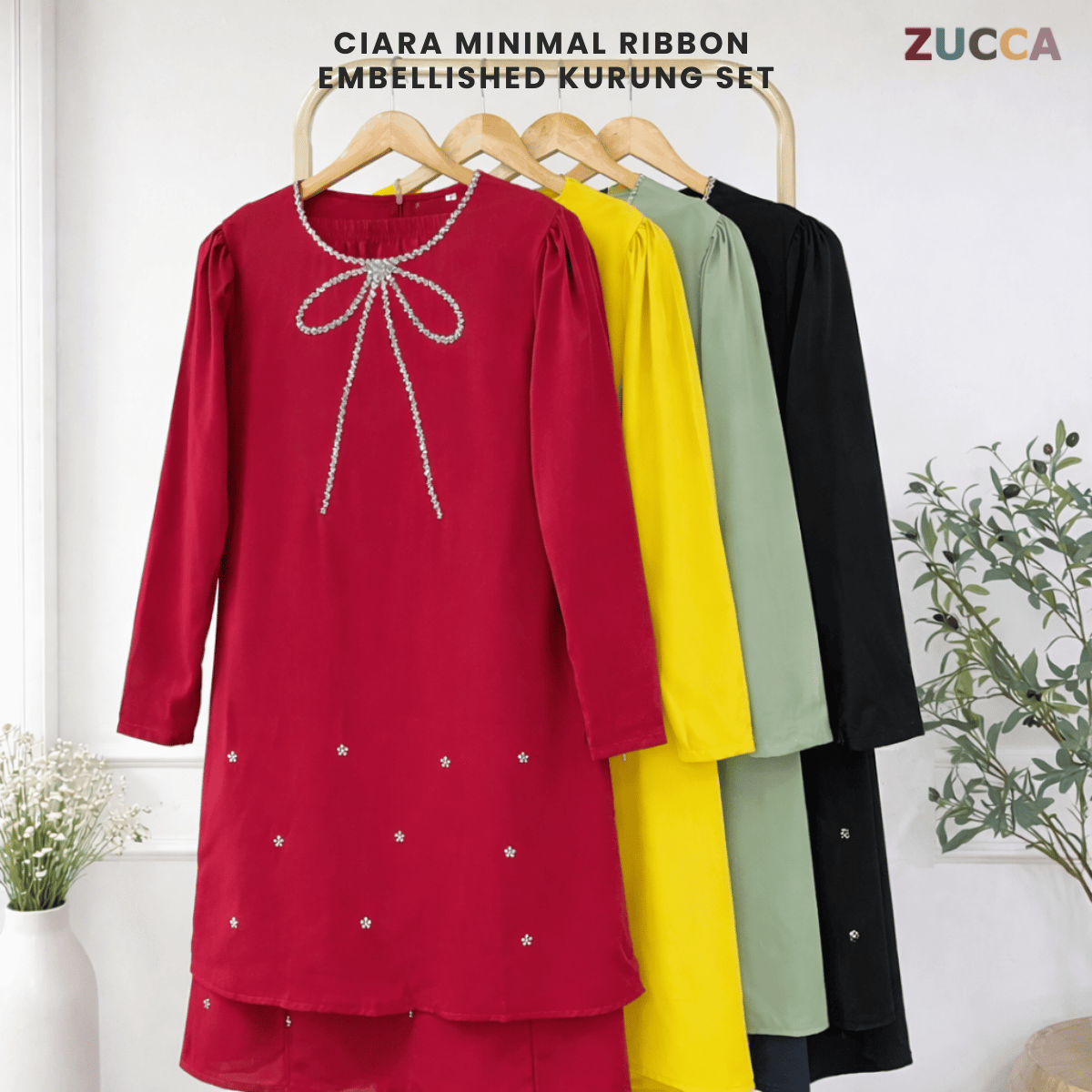 [JOM RAYA 2026] ZUCCA CIARA MINIMAL RIBBON EMBELLISHED KURUNG SET-R022