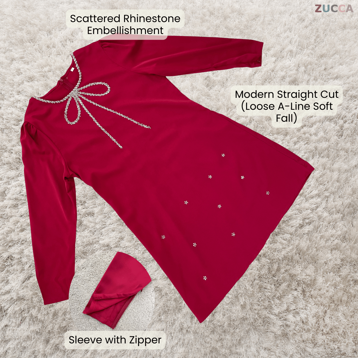 [JOM RAYA 2026] ZUCCA CIARA MINIMAL RIBBON EMBELLISHED KURUNG SET-R022