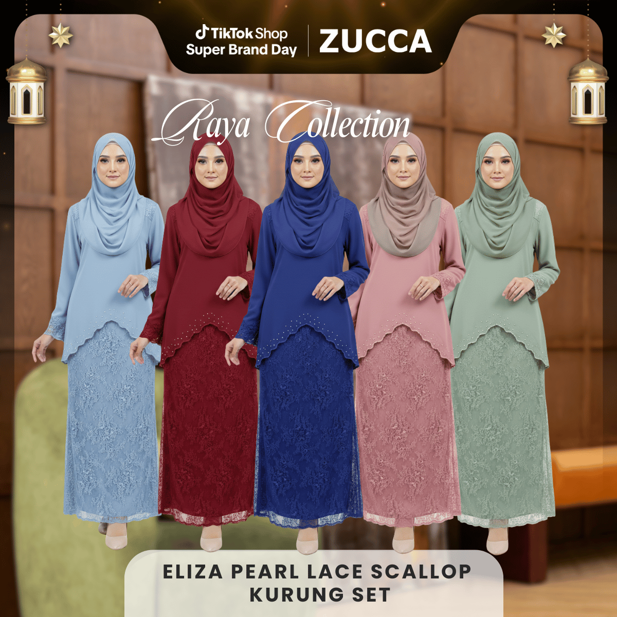 [JOM RAYA 2026] ZUCCA ELIZA PEARL LACE SCALLOP  KURUNG SET - R023