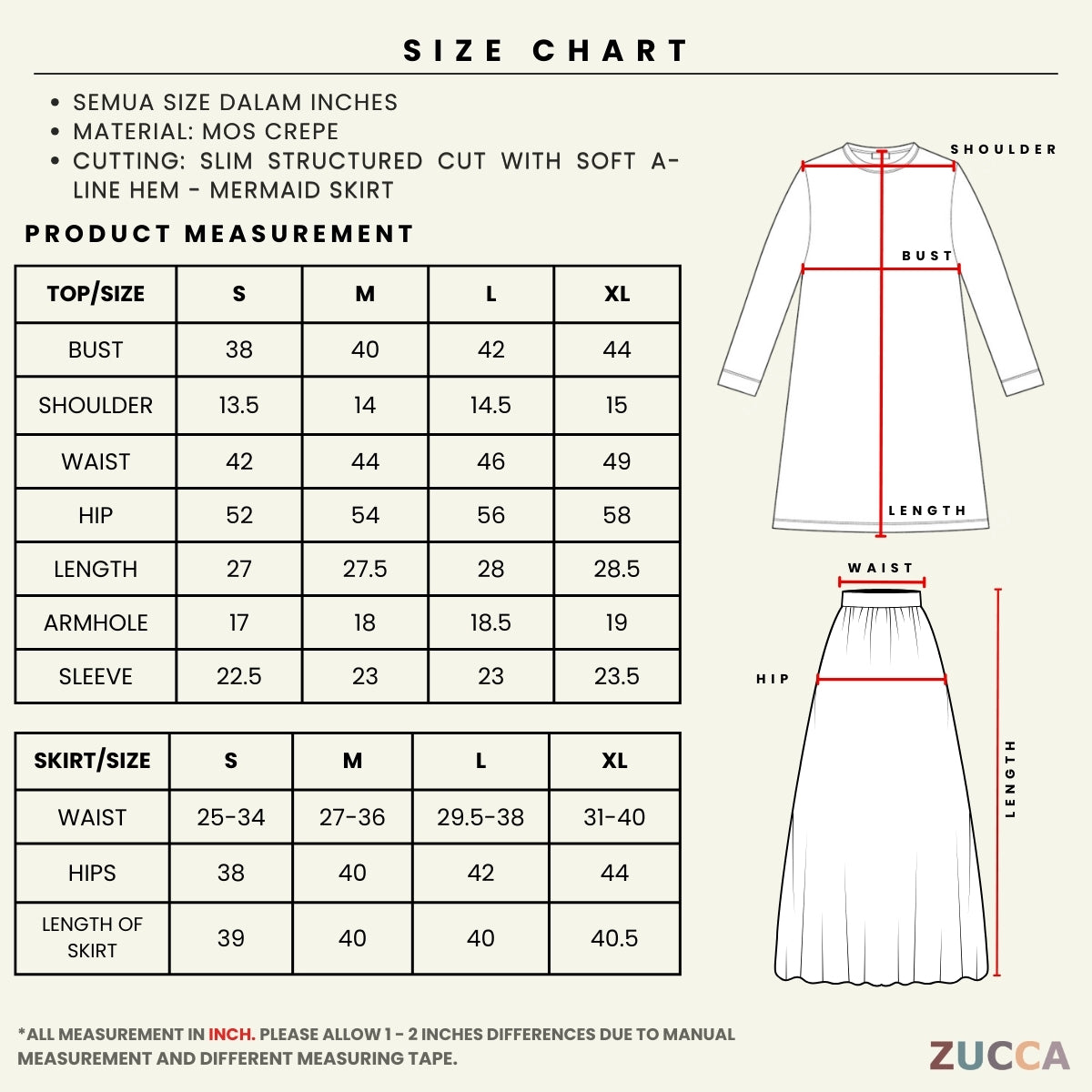 [JOM RAYA 2026] ZUCCA FARHAH KURUNG PREMIUM EMBLISHEMENT MOS CREPE SET - R024