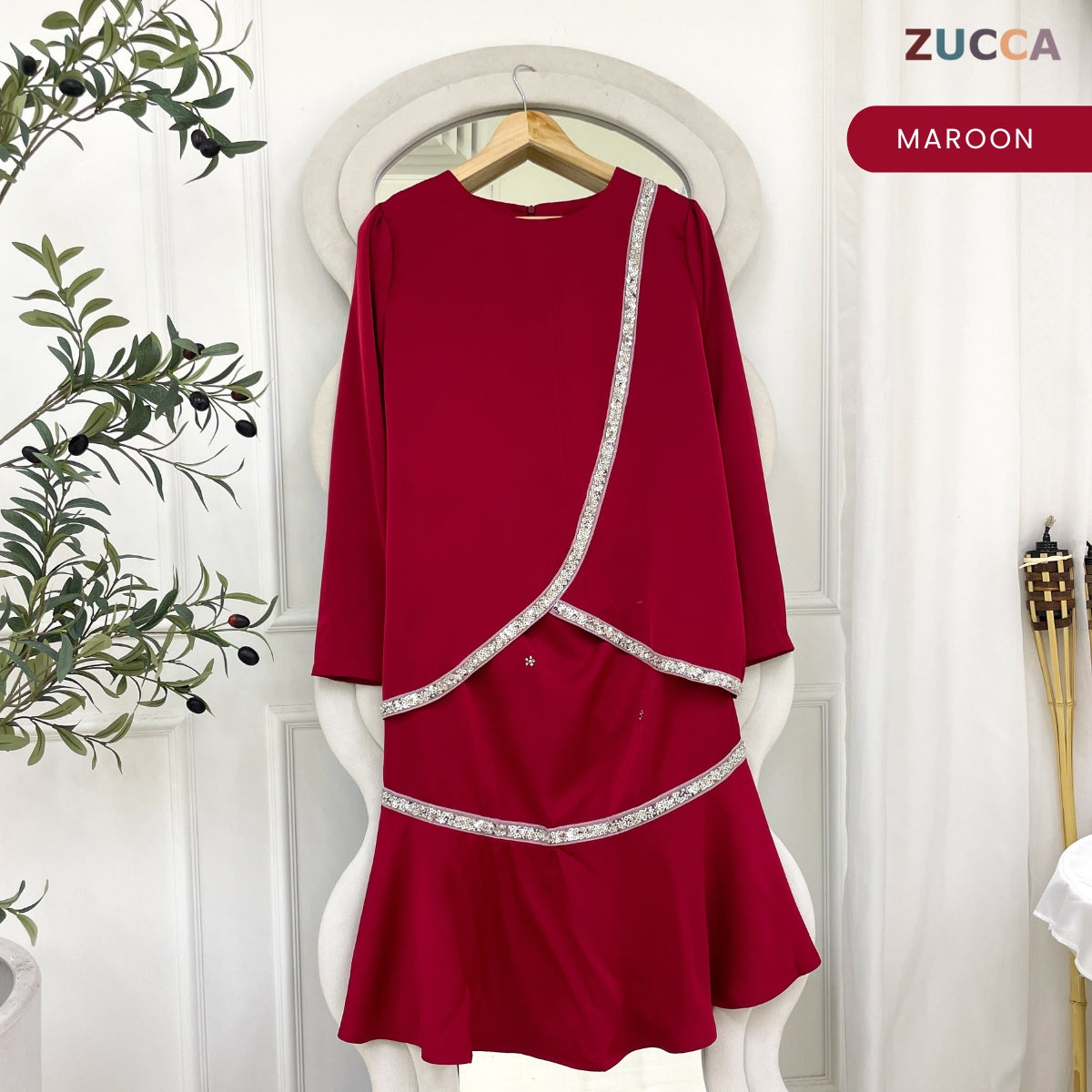[JOM RAYA 2026] ZUCCA FARHAH KURUNG PREMIUM EMBLISHEMENT MOS CREPE SET - R024