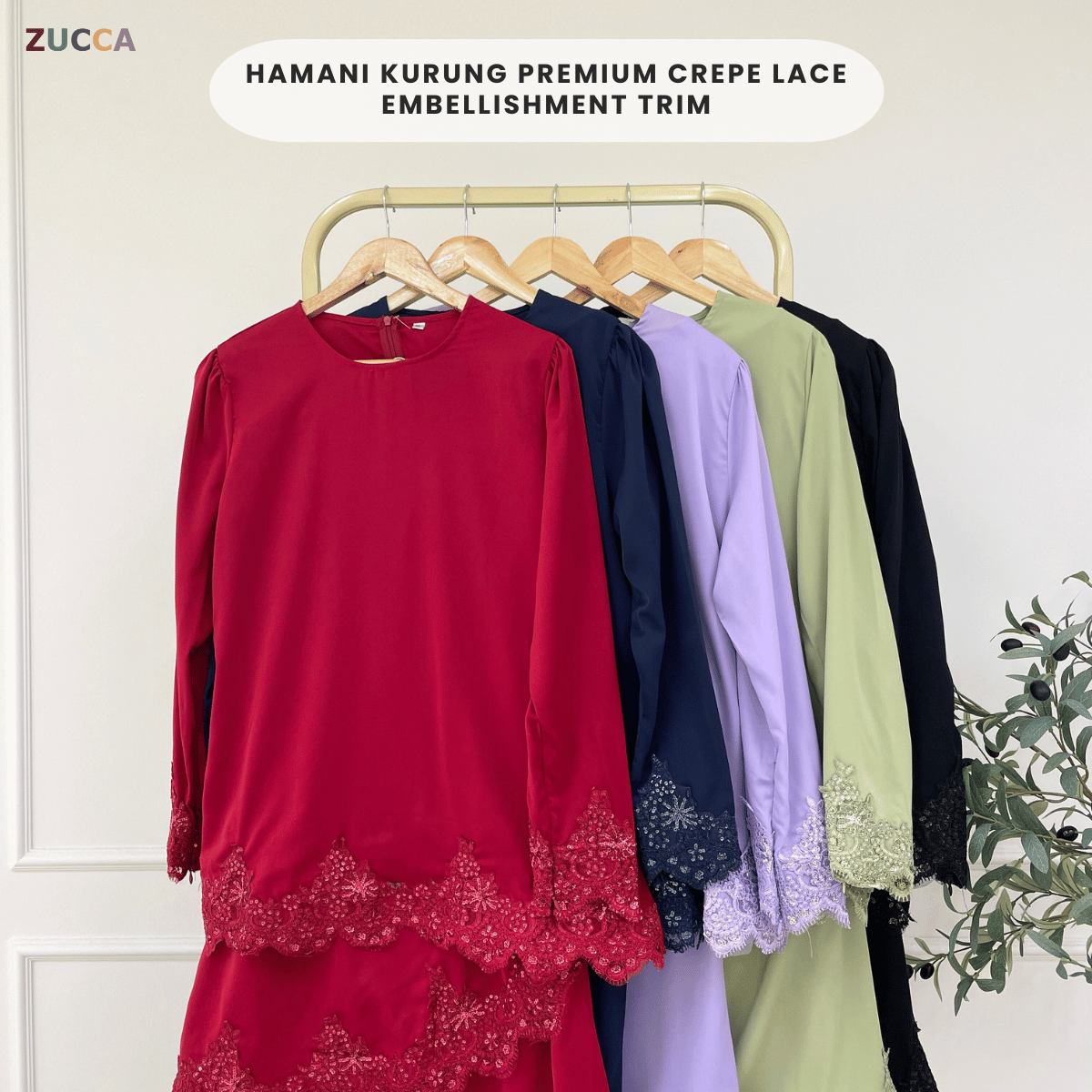 [JOM RAYA 2026] ZUCCA HAMANI KURUNG PREMIUM CREPE LACE  EMBELLISHMENT TRIM - R025