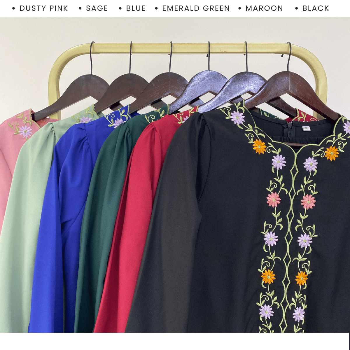 [JOM RAYA 2026] HAZWANI KURUNG FLORAL VINE EMBROIDERY MOS CREPE - R026