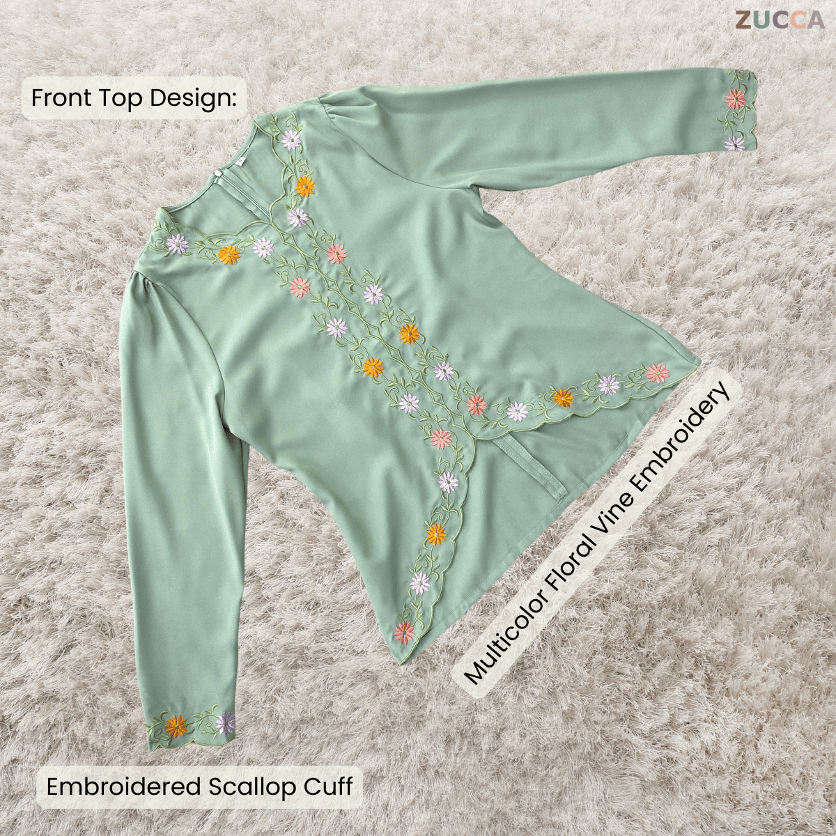 [JOM RAYA 2026] HAZWANI KURUNG FLORAL VINE EMBROIDERY MOS CREPE - R026