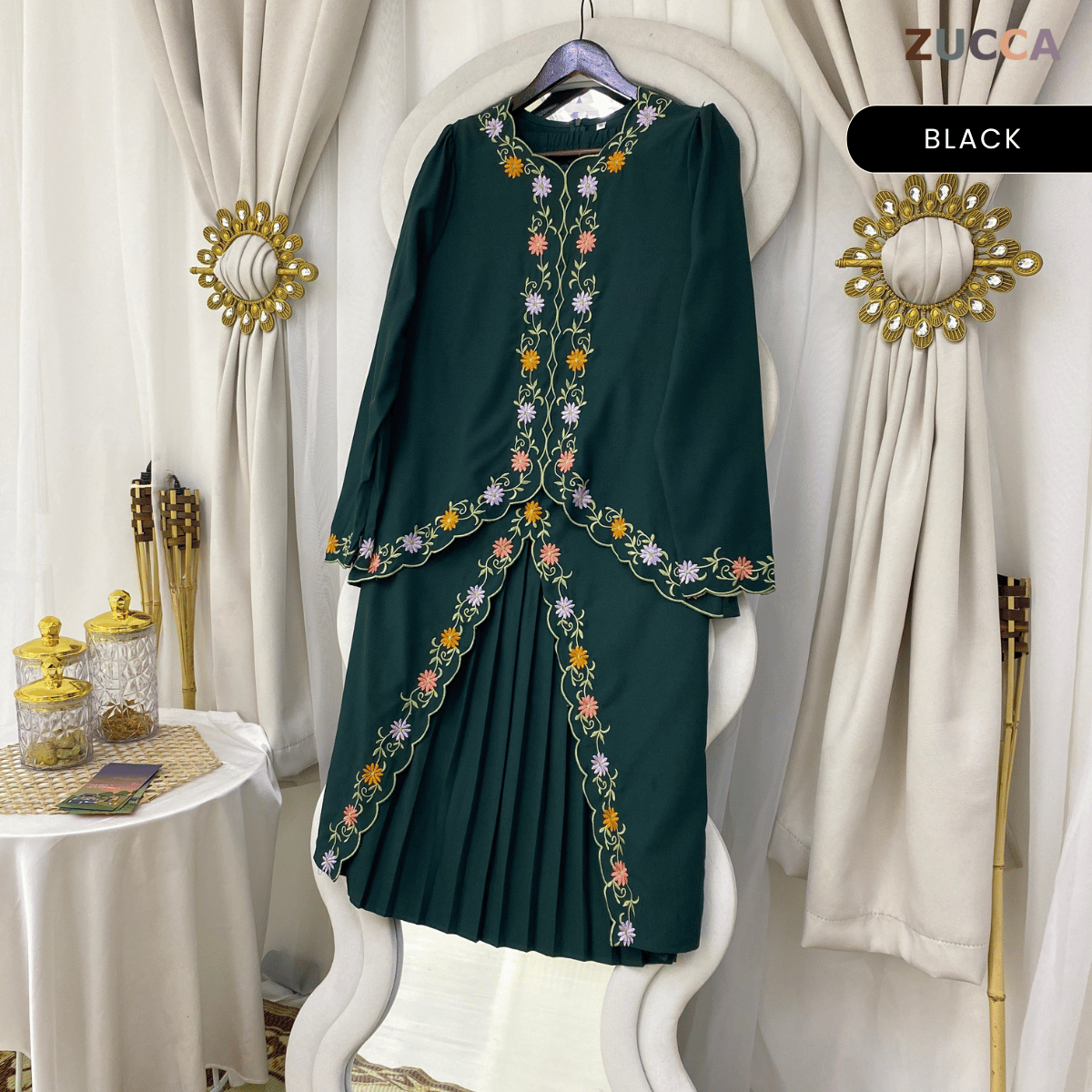 [JOM RAYA 2026] HAZWANI KURUNG FLORAL VINE EMBROIDERY MOS CREPE - R026