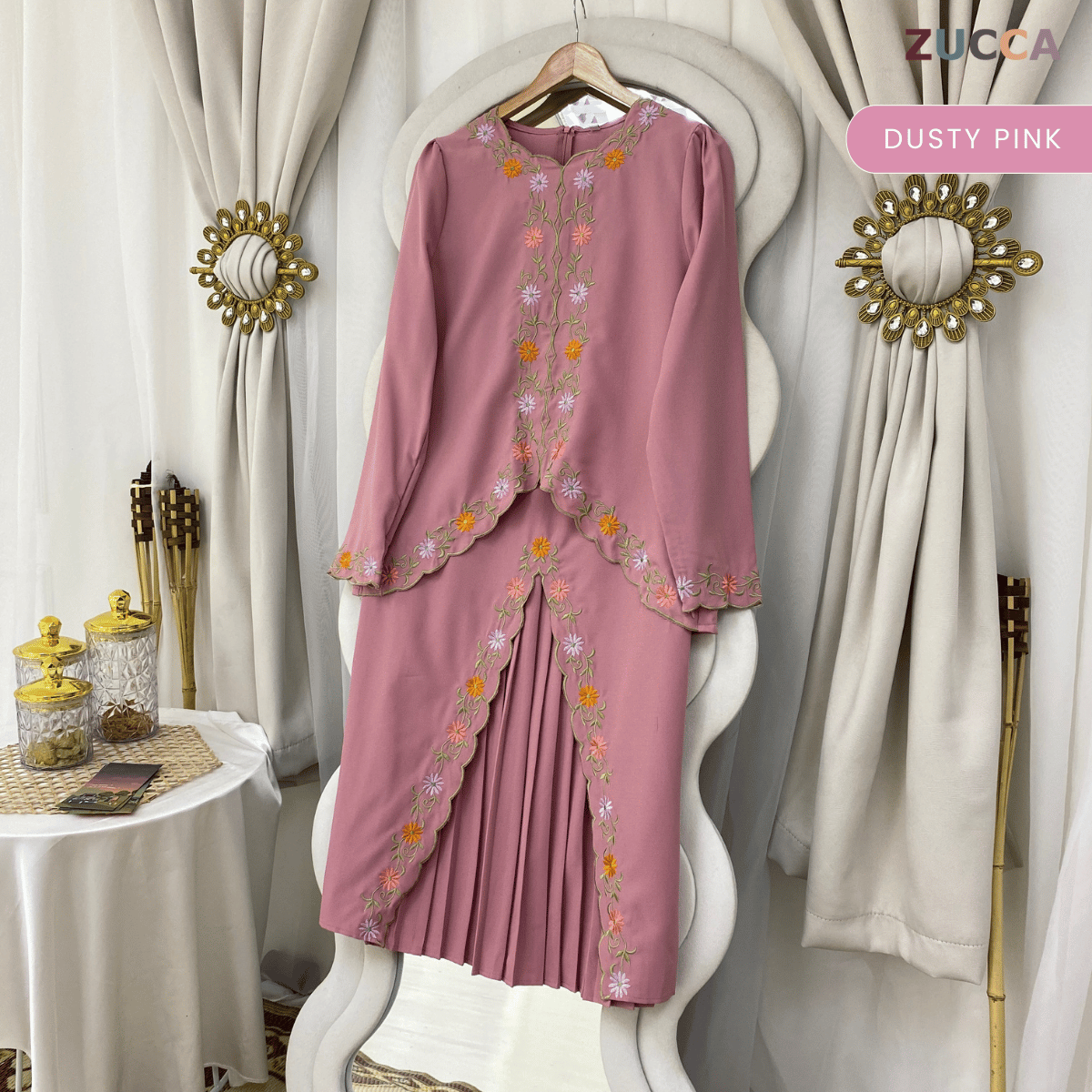 [JOM RAYA 2026] HAZWANI KURUNG FLORAL VINE EMBROIDERY MOS CREPE - R026