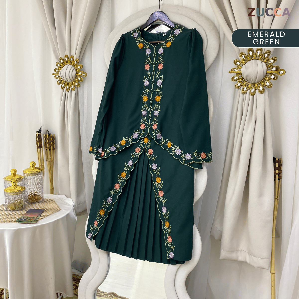 [JOM RAYA 2026] HAZWANI KURUNG FLORAL VINE EMBROIDERY MOS CREPE - R026