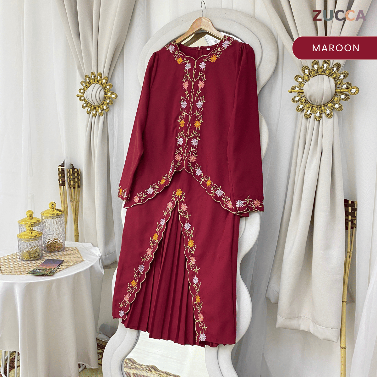 [JOM RAYA 2026] HAZWANI KURUNG FLORAL VINE EMBROIDERY MOS CREPE - R026