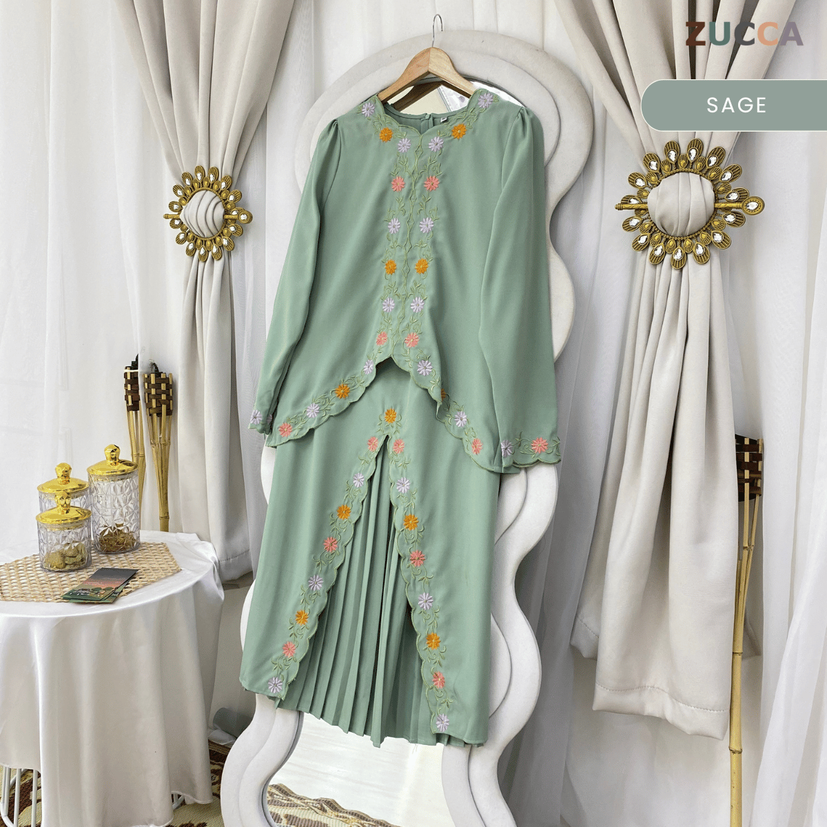 [JOM RAYA 2026] HAZWANI KURUNG FLORAL VINE EMBROIDERY MOS CREPE - R026