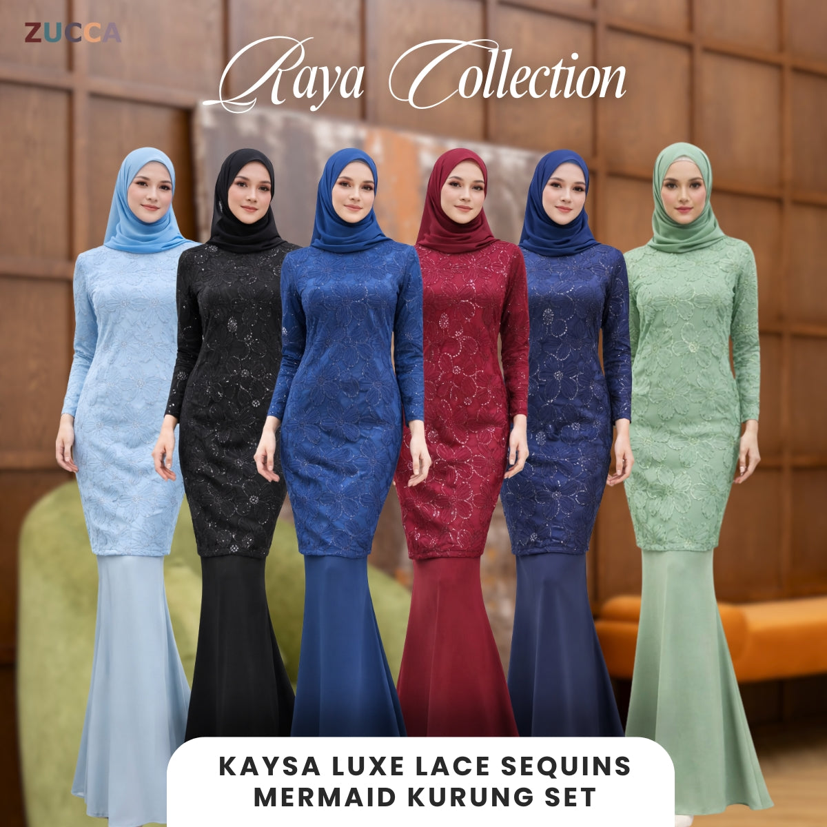 [JOM RAYA 2026] ZUCCA KAYSA LUXE LACE SEQUINS MERMAID KURUNG SET-R027