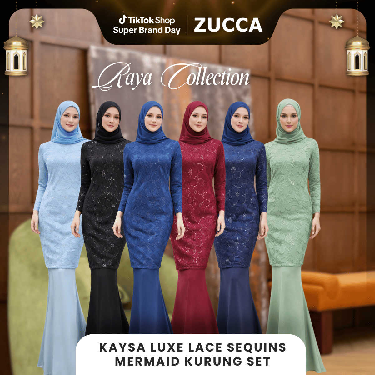 [JOM RAYA 2026] ZUCCA KAYSA LUXE LACE SEQUINS MERMAID KURUNG SET-R027