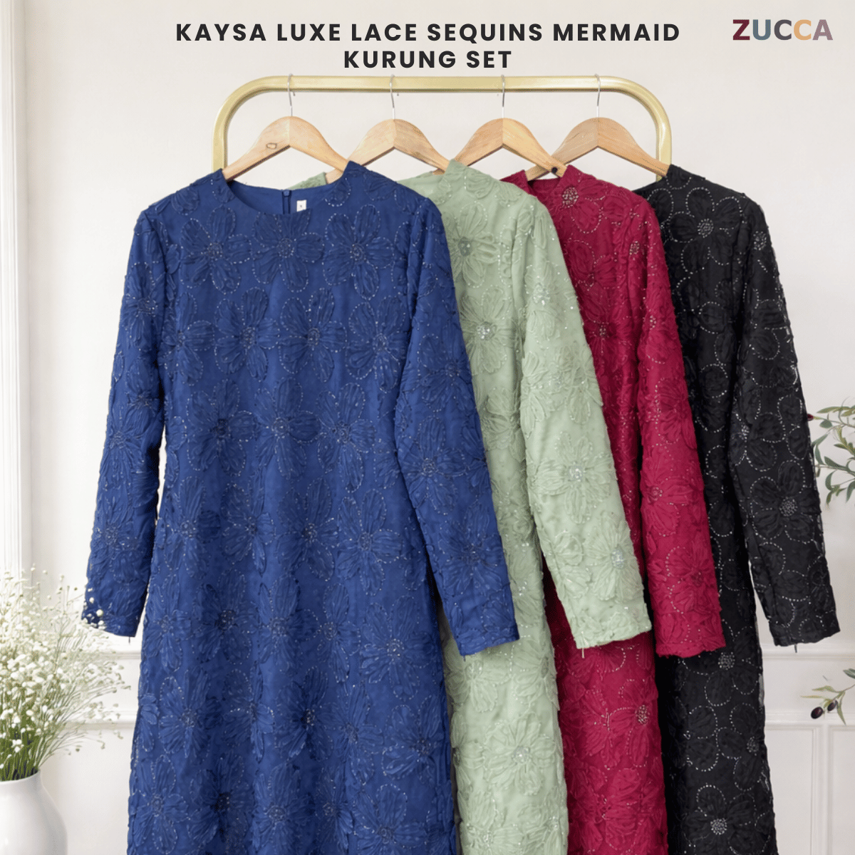 [JOM RAYA 2026] ZUCCA KAYSA LUXE LACE SEQUINS MERMAID KURUNG SET-R027