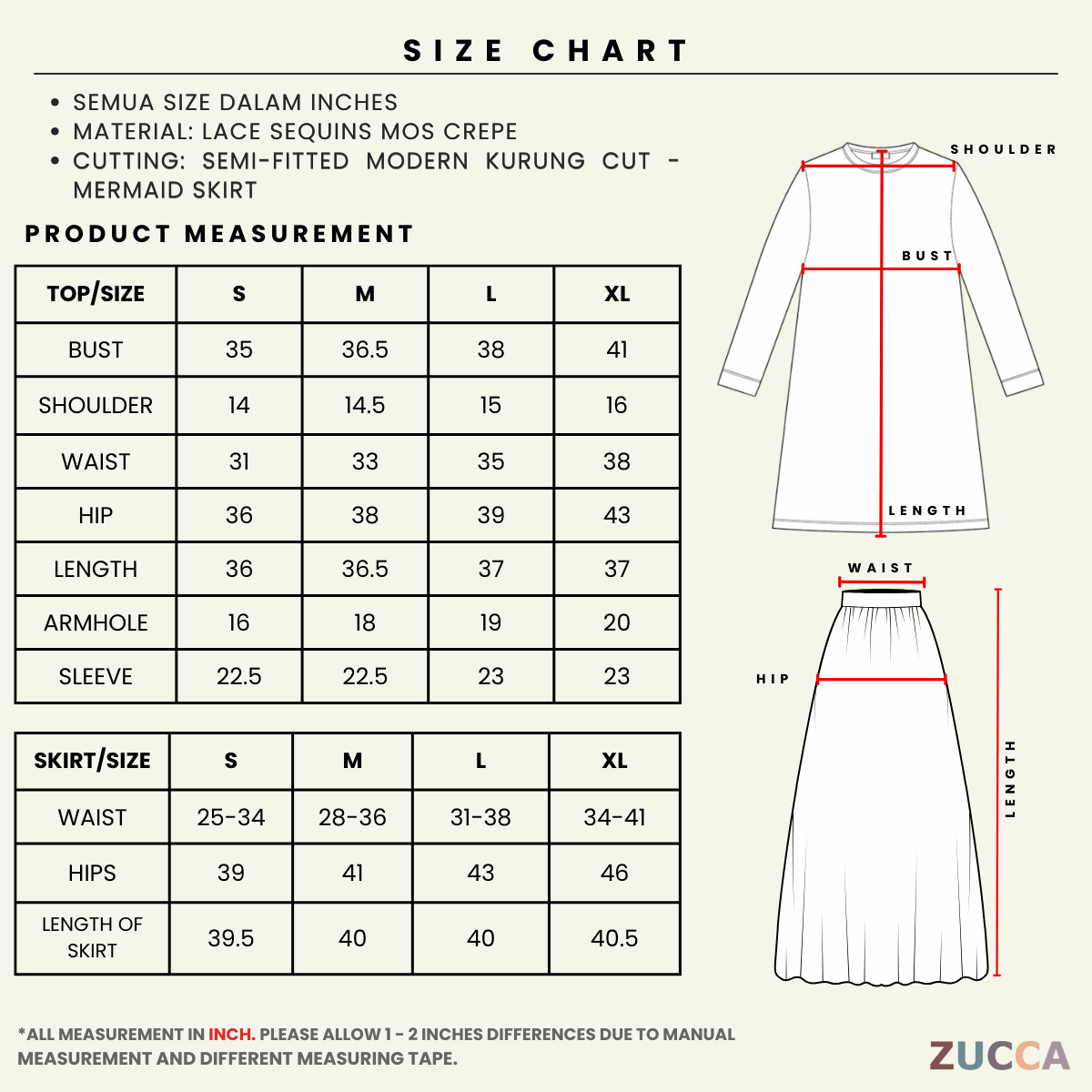 [JOM RAYA 2026] ZUCCA KAYSA LUXE LACE SEQUINS MERMAID KURUNG SET-R027