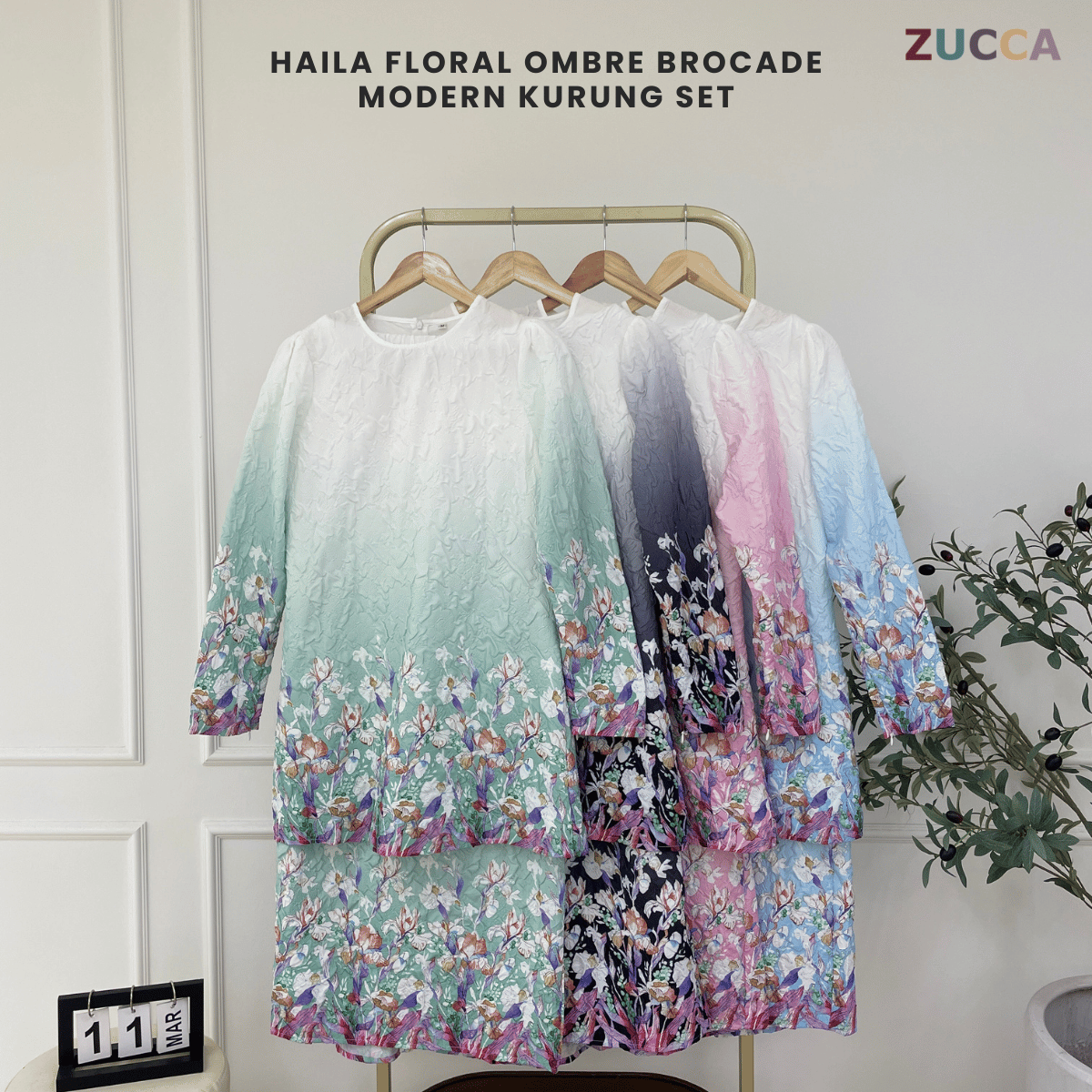 [JOM RAYA 2026] ZUCCA HAILA FLORAL OMBRE BROCADE MODERN KURUNG SET - R028