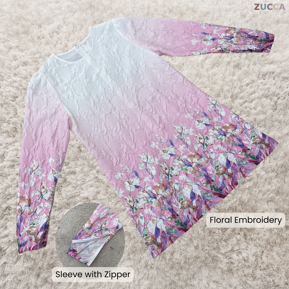 [JOM RAYA 2026] ZUCCA HAILA FLORAL OMBRE BROCADE MODERN KURUNG SET - R028