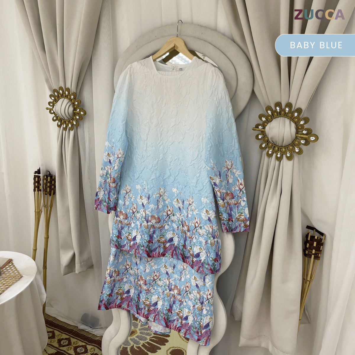 [JOM RAYA 2026] ZUCCA HAILA FLORAL OMBRE BROCADE MODERN KURUNG SET - R028