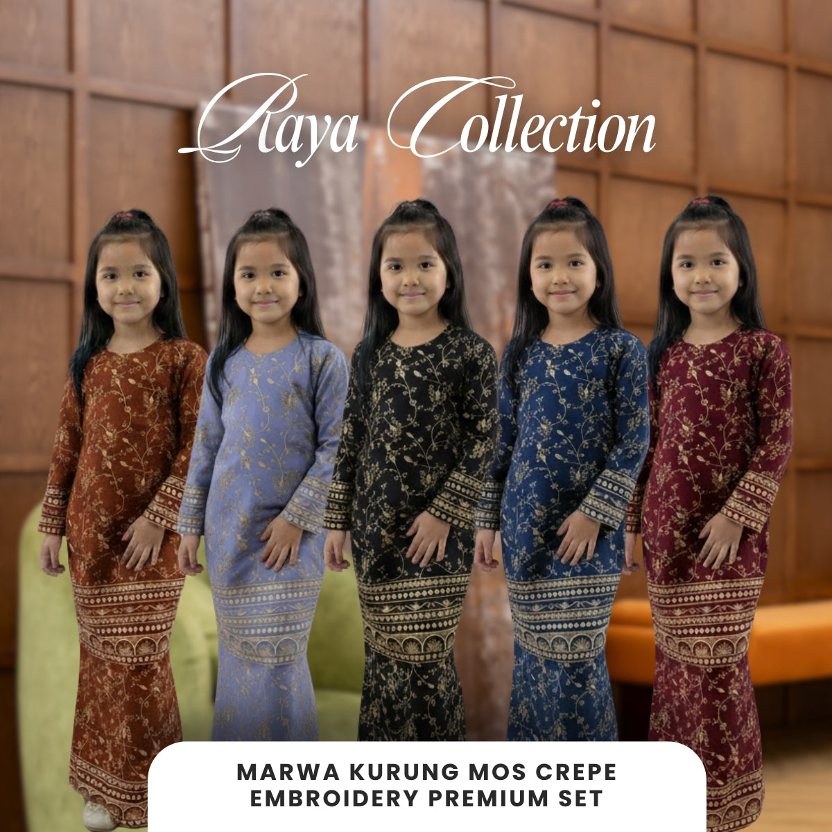 [JOM RAYA 2026] ZUCCA MARWA KIDS MODERN KURUNG FULL EMBROIDERED - R029A
