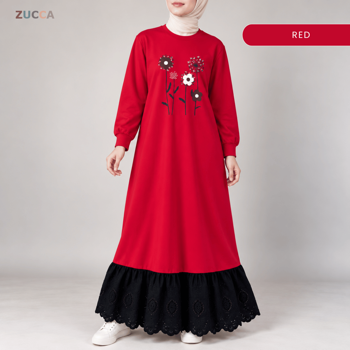 ZUCCA QASEH FLORAL LACE LONG SLEEVE MAXI DRESS  - MA263