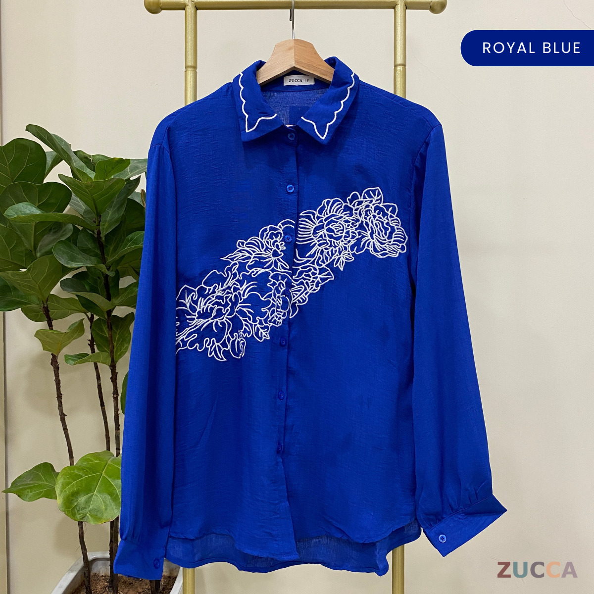 ZUCCA LUNA FLORAL EMBROIDERED BUTTON UP SHIRT - DM196 KOREAN STYLE
