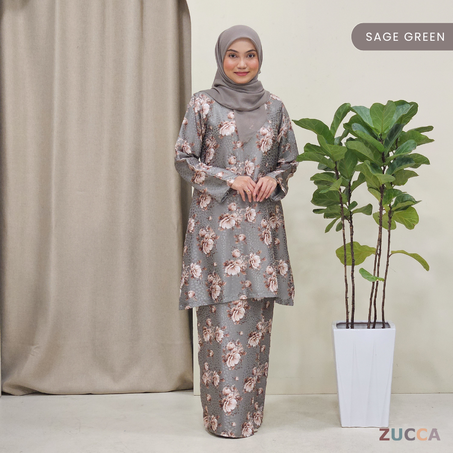 Halimah Kain Bunga 3D Floral Women Kurung Riau - H007