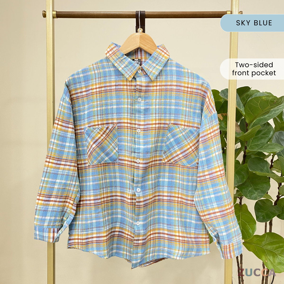 FELORA KEMEJA BLOUSE CORAK KOTAK - SU001